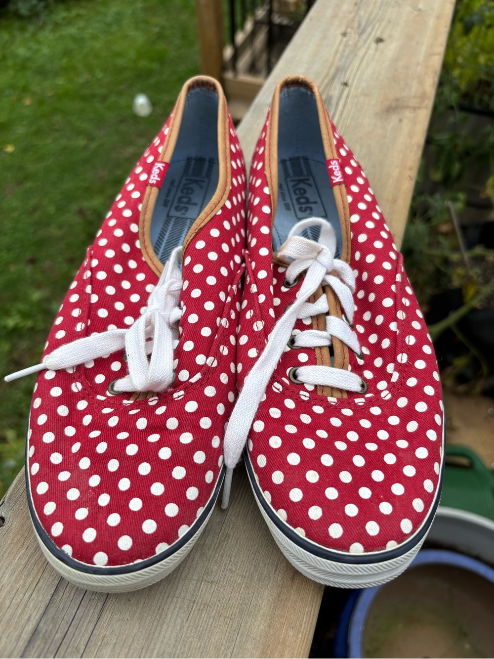 Keds Champion Canvas Red & White Polka Dot Sneakers - Women's 8.5